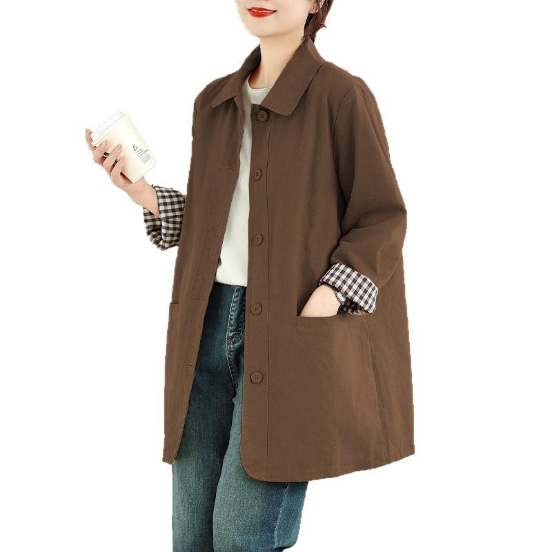 Women's Mid-Length Trench Coat - 2025 Autumn/Winter Korean Style, Casual & Versatile Literary Design