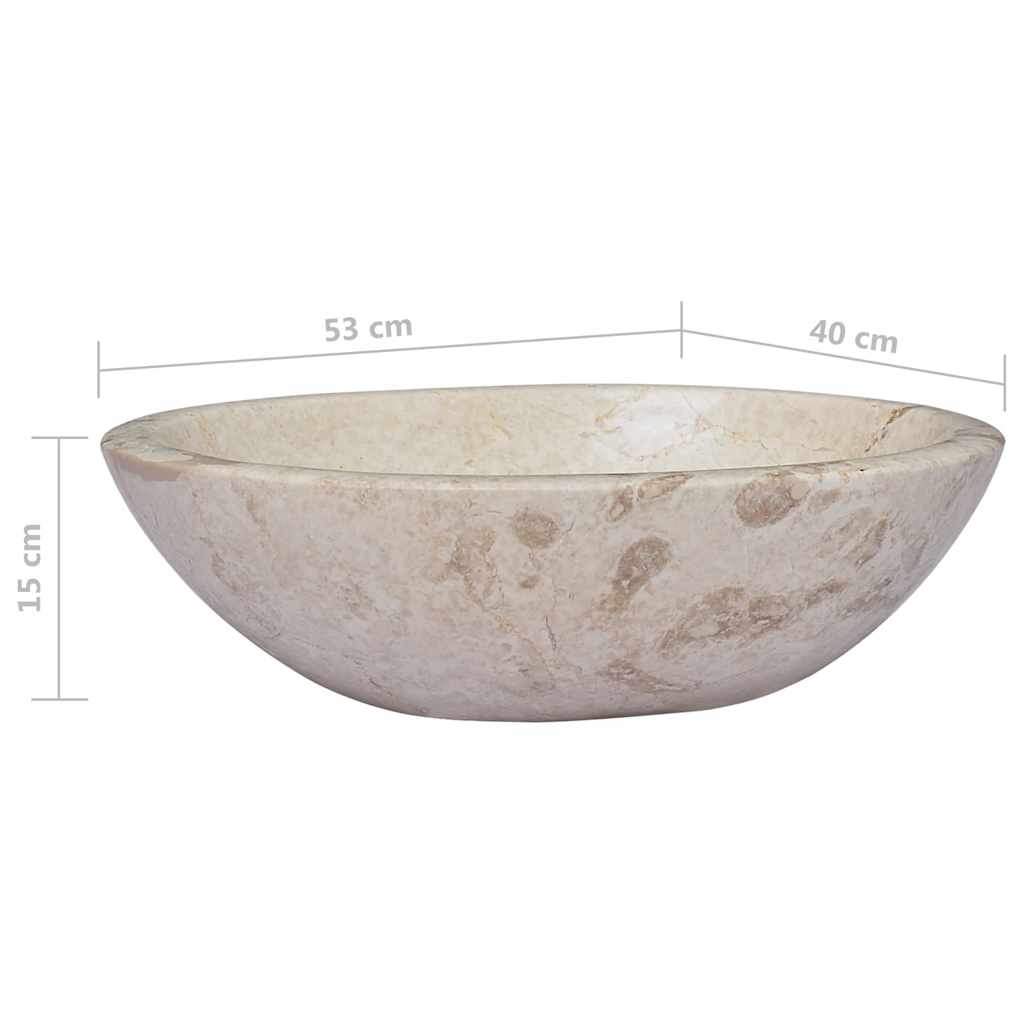 Vidaxl Sink, Cream, 53X40X15 Cm, Marble