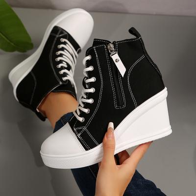 Women Sneakers New Fashion Outdoor Lightweight Canvas Shoes for Women Wedge Increased Casual Breathable Platform Sneakers Women