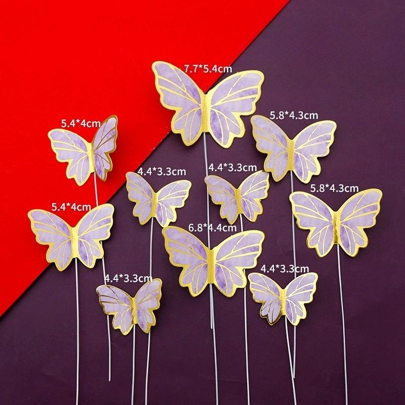 Butterfly Cake Decorations, Butterfly Cupcake Toppers, Women Birthday Anniversary Party Decor, Pink & Purple Butterfly Wall Stickers Background 10pcs Purple разноцветный