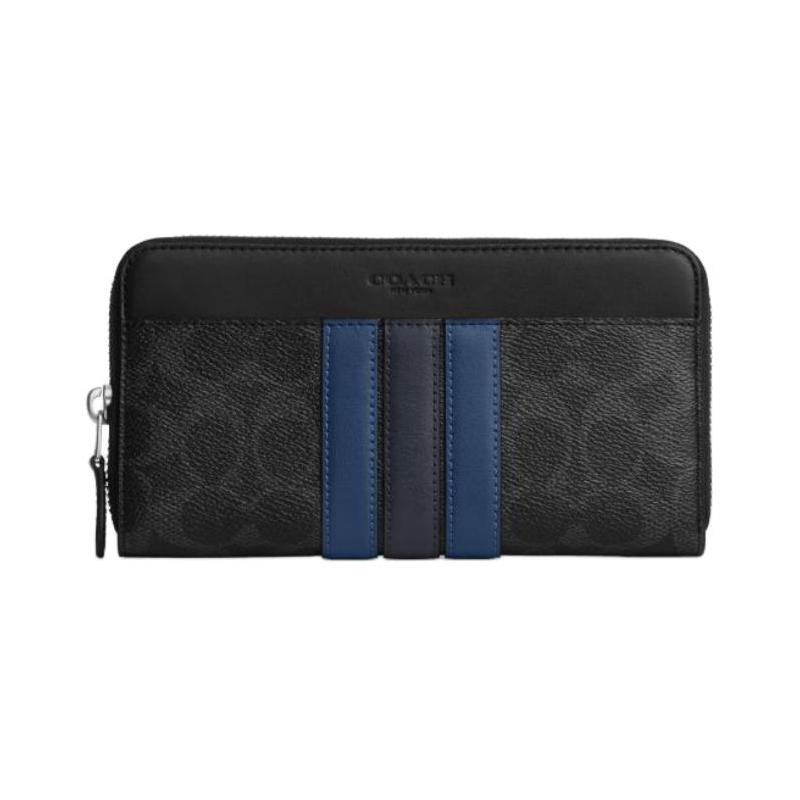 

COACH VARSITY 19 Stripe Pattern Faux Leather Wallet Small Men s Mixed Black mixed black чорний