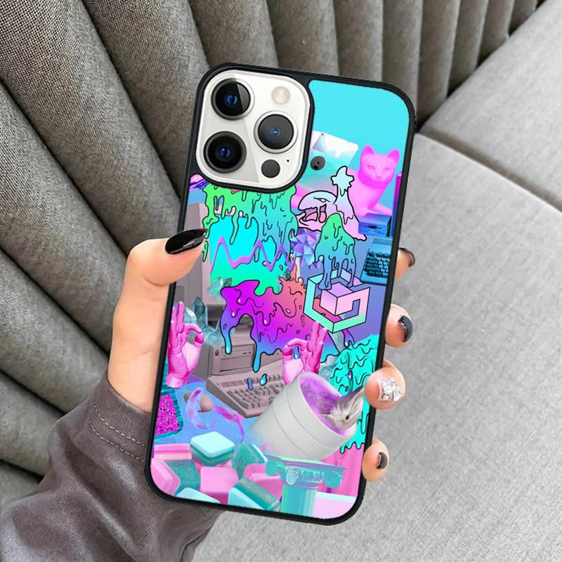 Vaporwave Art Phone Case For iPhone 17 Air 16 16e 15 13 14 Pro Max 11 12 Plus 2022 MAX Shell Cover coque