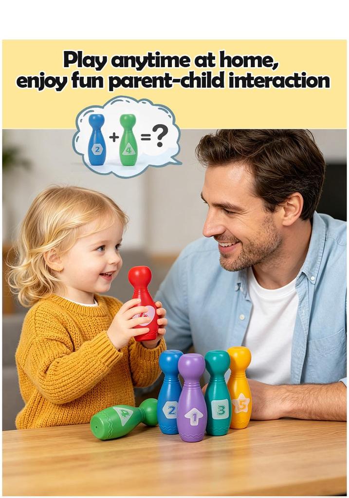 Kids' Interactive Digital Bowling Set for Ages 3+ - Indoor Parent-Child Educational Sports Toy