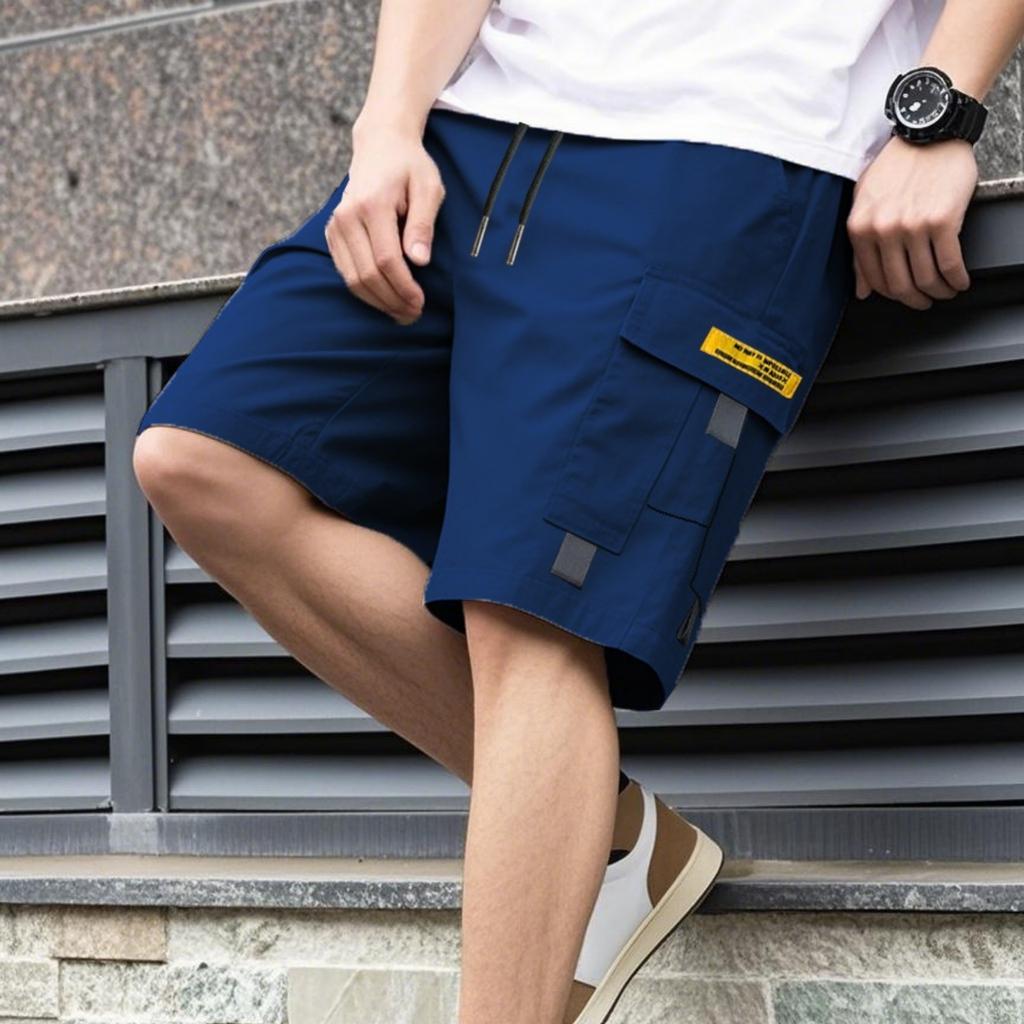 Men's Casual And Fashionable Lace-up Lightweight Sports Shorts - Men's Multi-pocket Work Pants