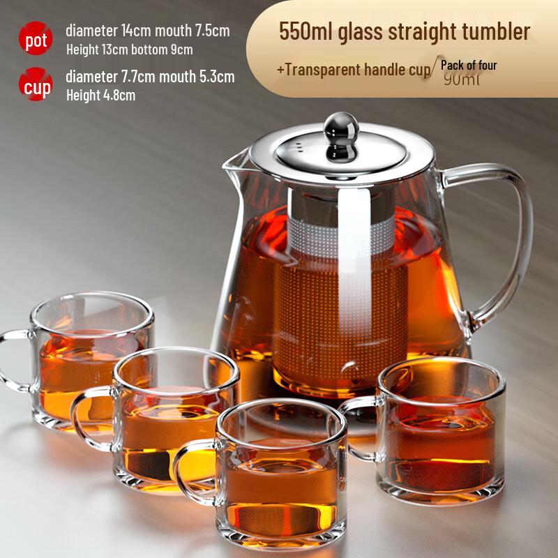 Glass Teapot Set with 4 Cups
