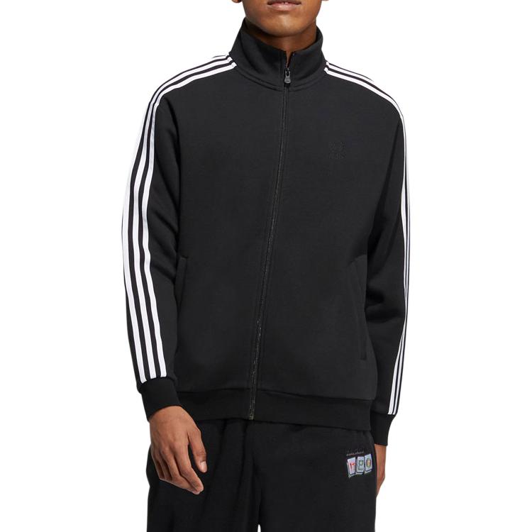 adidas Neo Three-Stripe Zippered Loose-Fit Jacket Unisex Jacket Black IA6909