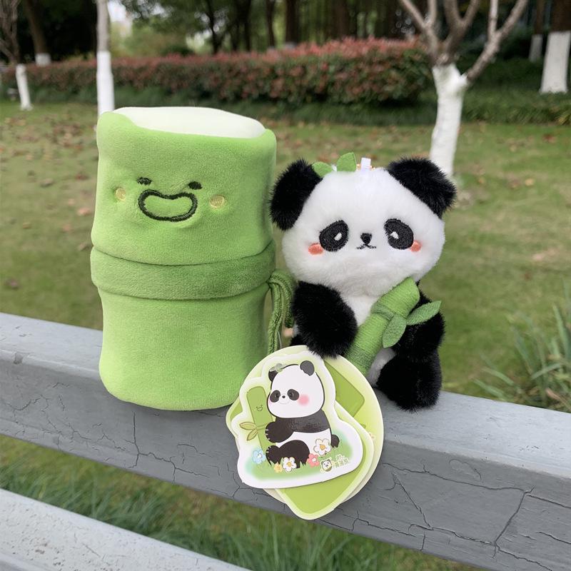 Bamboo Tube Panda Keychain Pendant - Cute Bear Design for Backpacks Authentic Guarantee (with anti-counterfeit mark)