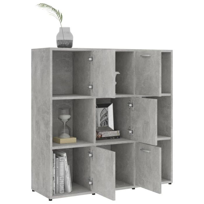 VidaXL Bibliothèque, Meuble de Rangement avec Compartiment, Armoire à Livres Salon Salle de Séjour Intérieur, Gris Béton 802934