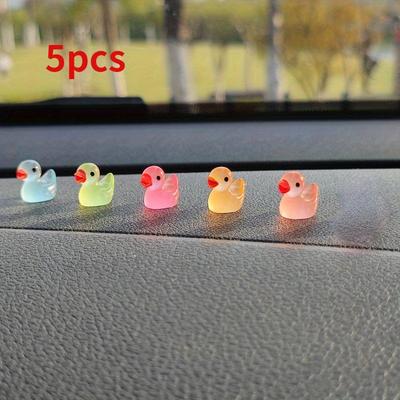 5 Stück leuchtende Ente niedliche Auto-Innenraum-Mittelkonsolen-Dekoration - Mini-Auto kreatives Mikro-Landschaftsornament
