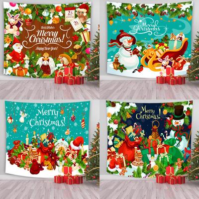 Christmas Tapestry Christmas Background Layout Cloth Living Room Santa Claus Hanging Cloth