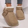 Cozy Plush-Lined Winter Snow Boots for Men and Women - Elegant Bow Detail, Soft Sole, Indoor/Outdoor Fashion Slippers