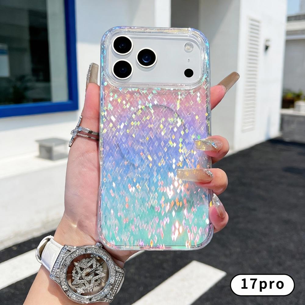 

Rainbow Gradient Sparkling Magnetic Cover for girls to use For iPhone 17 Pro Max 16e 17 15 14 13 12 11 Pro anti-drop Phone case iPhone 11