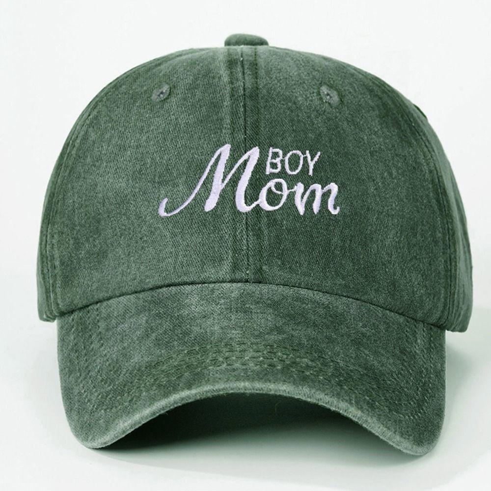 Vintage Boy Mom Embroidery Caps Washed Cotton Baseball Cap Fashion Sport Visors Cap Gifts