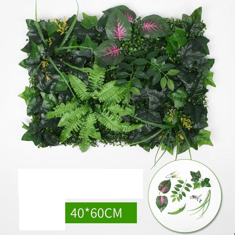Lobby Decoration Artificial Wealth Leaves Jungle Green Plants Walls DIY Wedding 40 * 60cm Plastic Simulation Plant Wall
