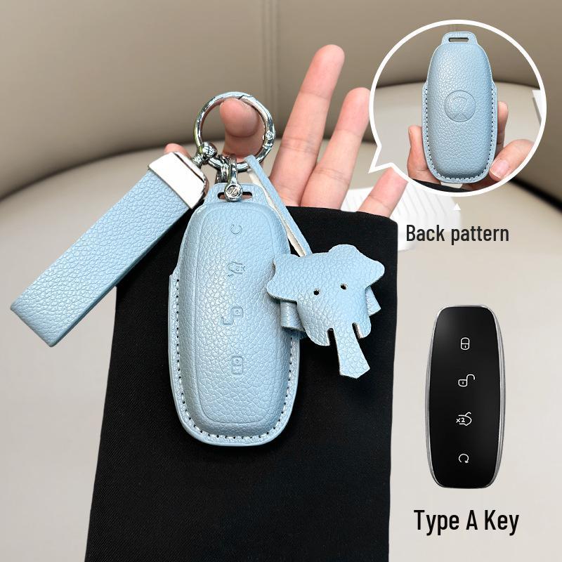 French Style Leather Key Case for BYD D9/N7/N8 - Full Coverage Remote Control Protective Shell