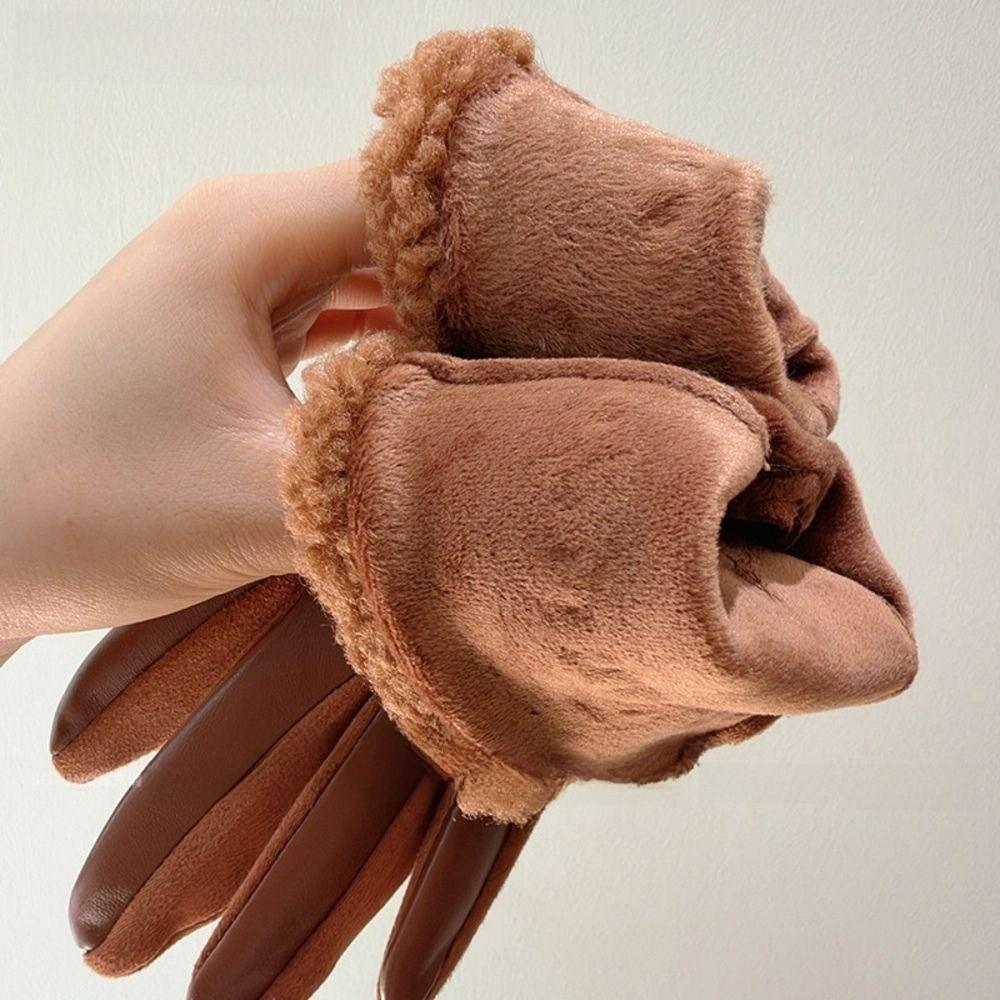 Warm Touch Screen Gloves Thick Thermal Winter Gloves Retro Fleece Lined Gloves  Commuting