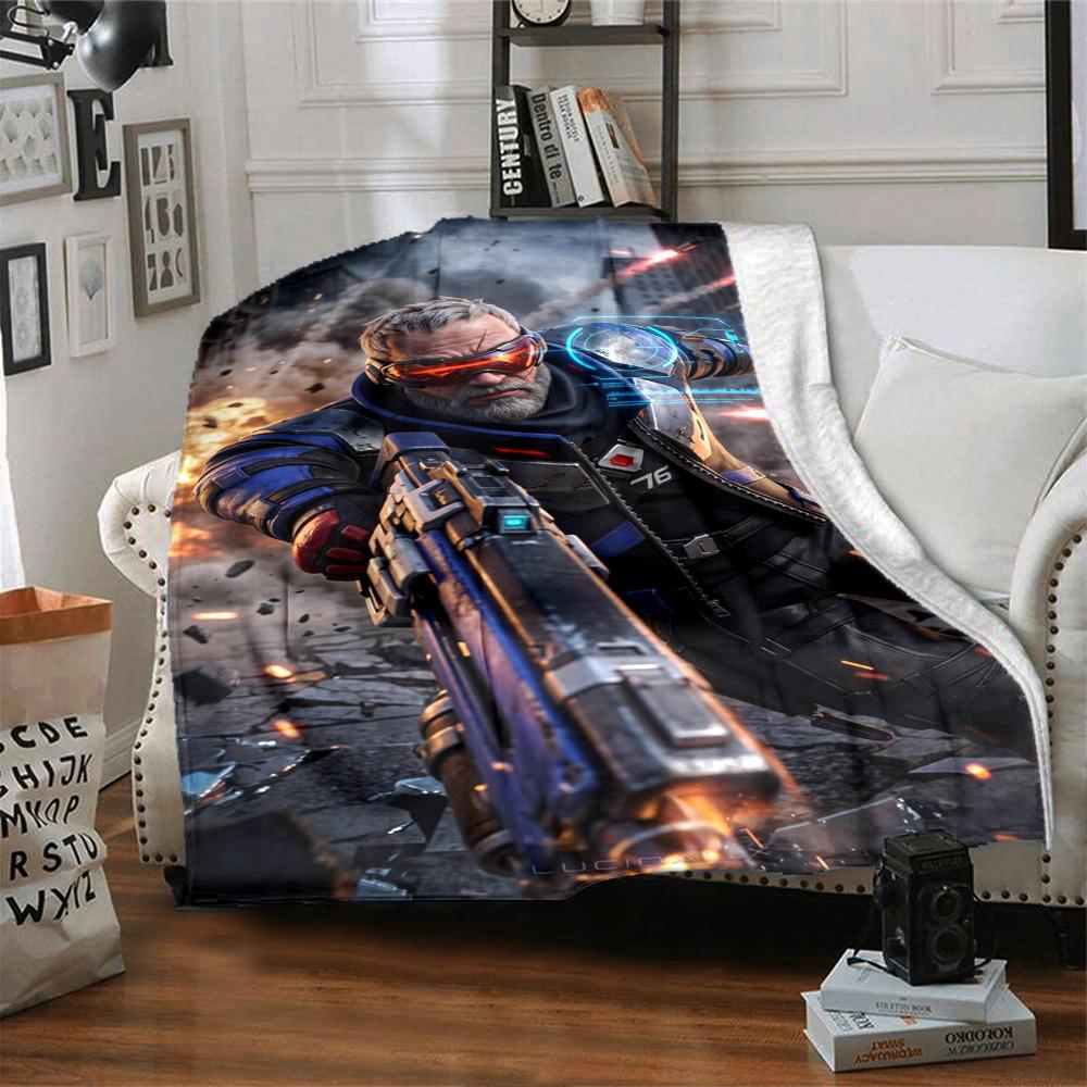 Overwatch Heroes Print Flannel Blanket High Quality Warm Comfortable Cover for All Seasons Perfect for Gifts Home Decor