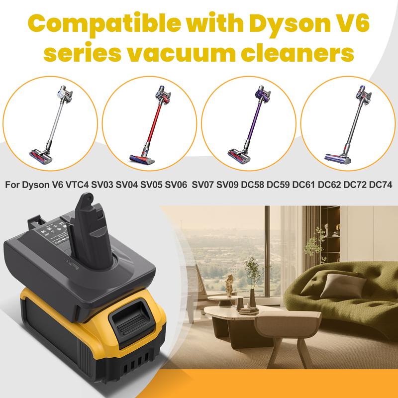 Turpow For Dewalt DCB200 Battery To Dyson V6/V7/V8 Battery Adapter with Dyson V6 V7 V8 Series Lithium Tool Batteries Adapter