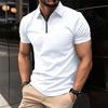 Summer Tiki Men's Business Casual Simple Solid Color Durable Office Small Zipper Lapel Short Sleeve Trend Men's POLO Shirt