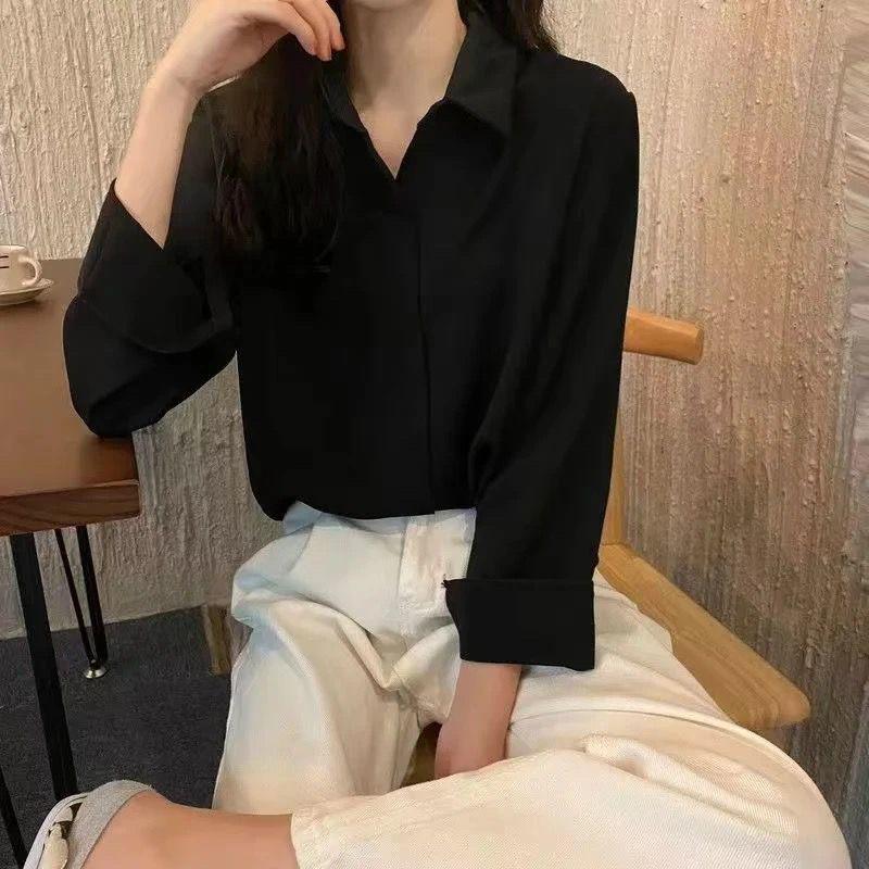 Chic Korean-Style Women's Long-Sleeve Versatile Shirt