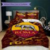 Set lenjerie de pat cu model A.S. Roma Cearșaf pilotă Huse pernă Decorațiune casă Cadou de ziua de naștere (1 * husă de pilotă + 2 * fețe de pernă fără miez)01