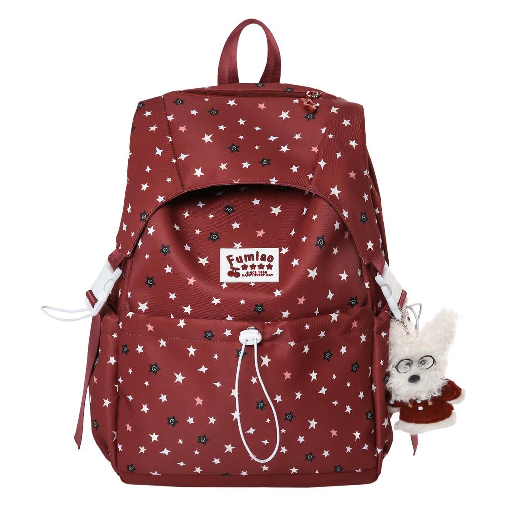 Schoolbag Backpack Korean Version Polka Dot Light Girl College Style Backpack Large Capacity Campus Class Large Capacity Student Schoolbag