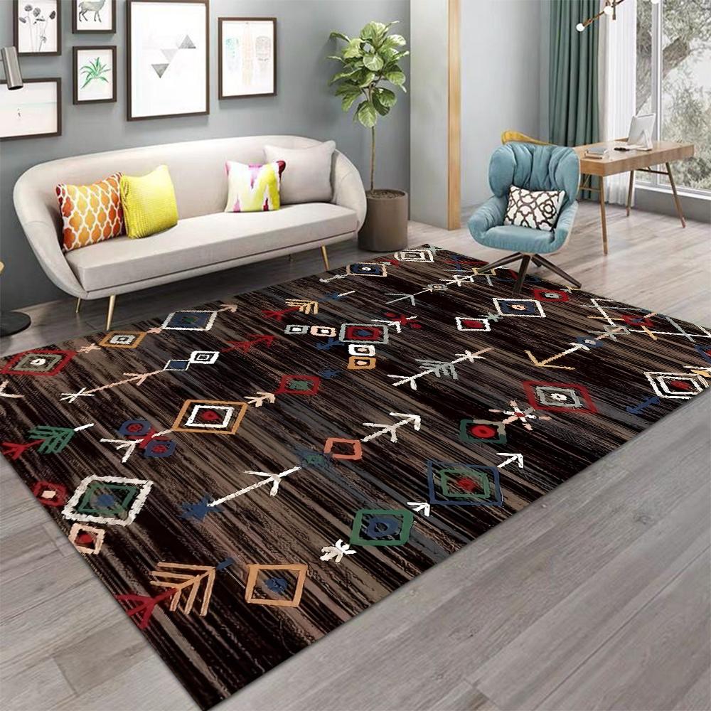 Moroccan Style Area Rug for Home Living Room Carpet Bedroom Rugs Kitchen Floor Mat Non-slip Flannel Rug Machine Washable Doormat