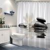 Simple and elegant white shower curtain, stone flower pattern balanced, waterproof, suitable for home use bathroom curtain