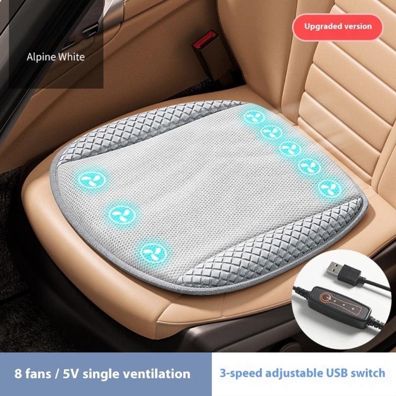 Ventilated Auto Cushions with 8 High Speed Fans & Breathable 3D Mesh Multiple Surfaces Cooling Pad for Summer Driving Comfort