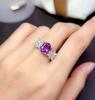 Imitation Amethyst Micro-Set Ring Female, Sunflower Small Daisy Two-Color Electroplated Light Luxury Colored Treasure Ring