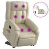 Electric Massage Recliner with Rising Function Cream Faux Leather