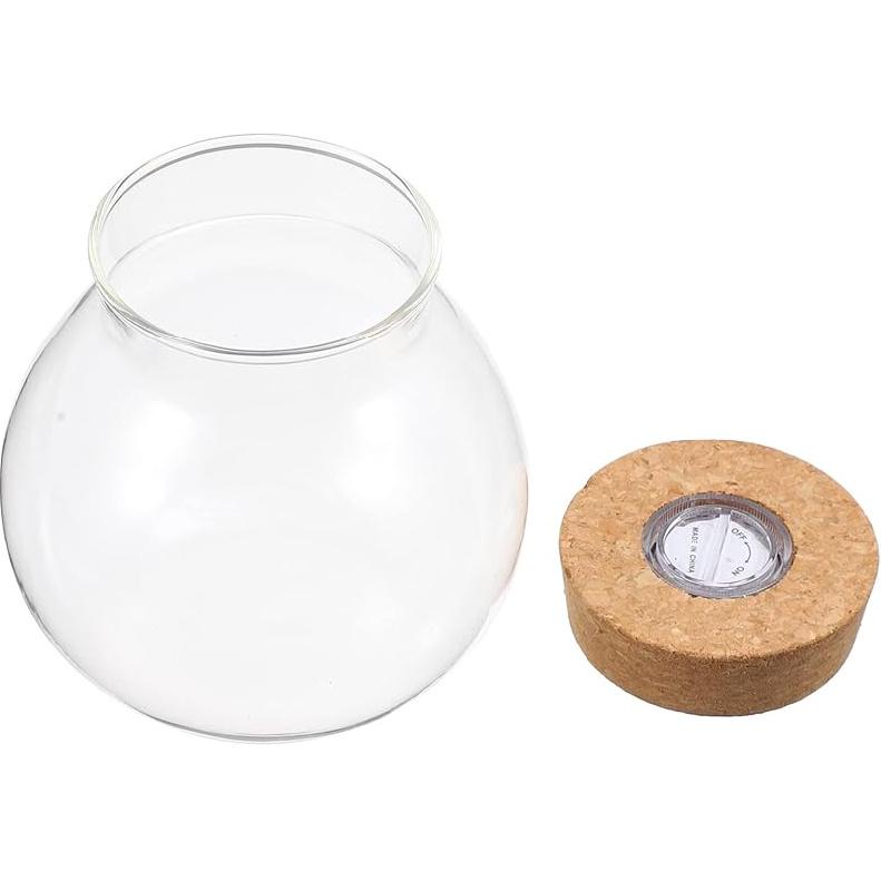 

NUOBESTY Круглые стеклянные банки с пробковой крышкой, Маленькие стеклянные бутылки с пробкой и светодиодной подсветкой, Дисплейные бутылки-террариумы для растений для DIY, Кухонная емкость для хранения конфет 12X10X10cm