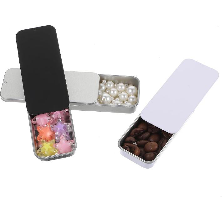 3Pcs Mini Metal Tin Box Containers, Ymapinc Waterproof Slide Top Mini Pill Storage for Candy Metal Box Small Container Fit In Pocket Purse for