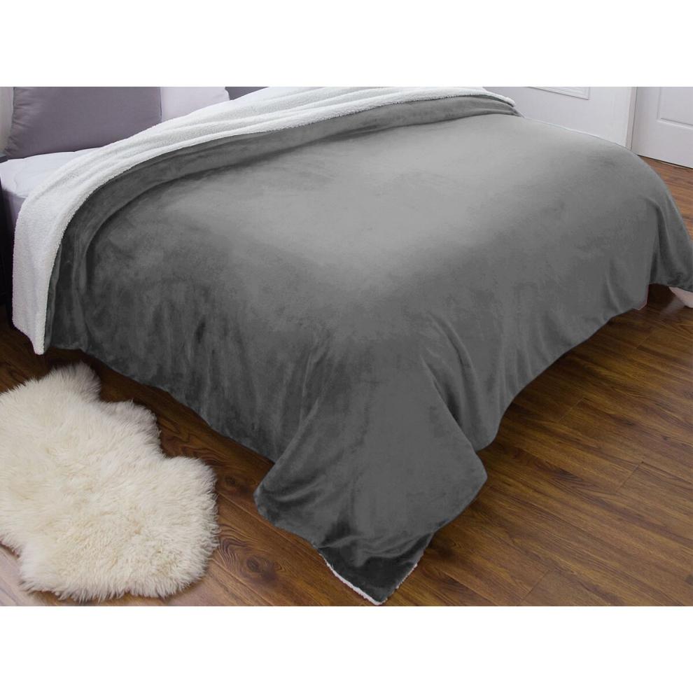 (Super King, Grigio) Coperta Pesante Spessa Copriletto Singolo Doppio King Size-Calda Soffice per Inverni Estremi