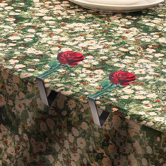 Stainless Steel Rose Tablecloth Clip Non-slip Indoor Outdoor Wedding Party Picnic Camping Table Cover Holder Fixing Clamp