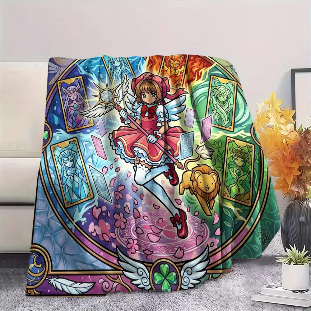 Coperta in Flanella con Stampa Cardcaptor Sakura, Coperta Calda Ultra Morbida di Alta Qualità per Tutte le Stagioni, Coperta Accogliente per Arredamento Casa, Regalo di Natale Perfetto