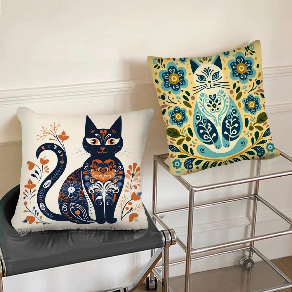 1pc Nordic Style Cat Oil Pillow Case Square Bedroom Sofa Leisure Comfort Cushion Car Living Room Home Decoration
