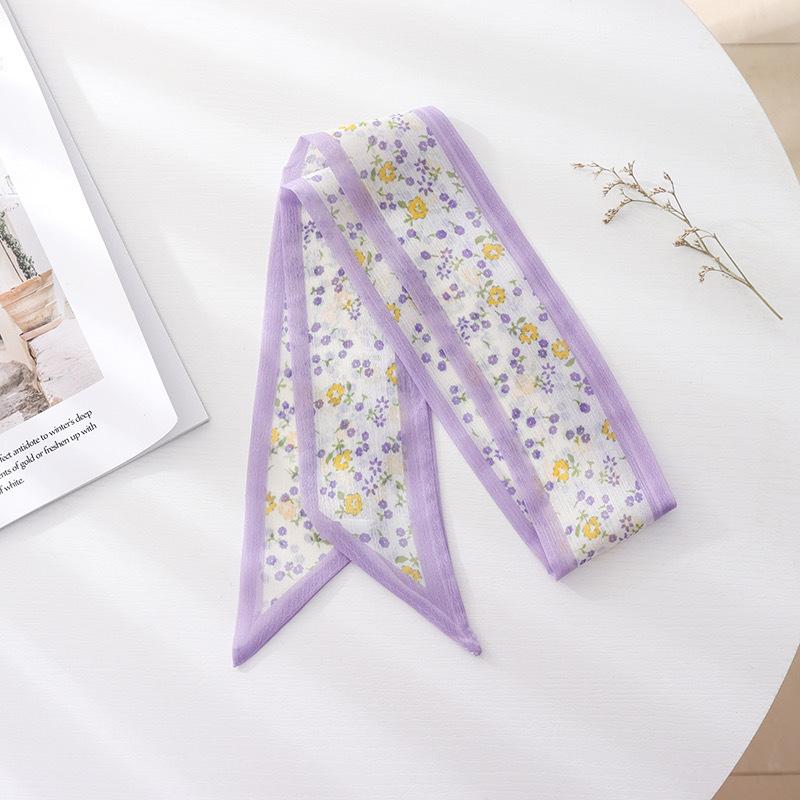 Retro Purple Silk Skarf Hijab Head Girl Luxury Silk Square Plaid Scarf Women Satin Neck Hair Tie Band Soft Work Neckerchife