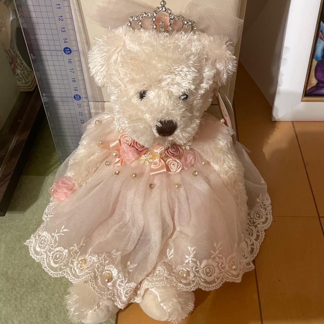 

[USED] White Teddy Bear with Dress HPM-0160