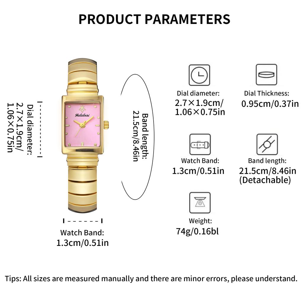 YaLaLuSi Elegant Square Women Watch Gold Zinc Alloy Band Color Dial Quartz Wrist Watch Luxury Gift Watch For Her