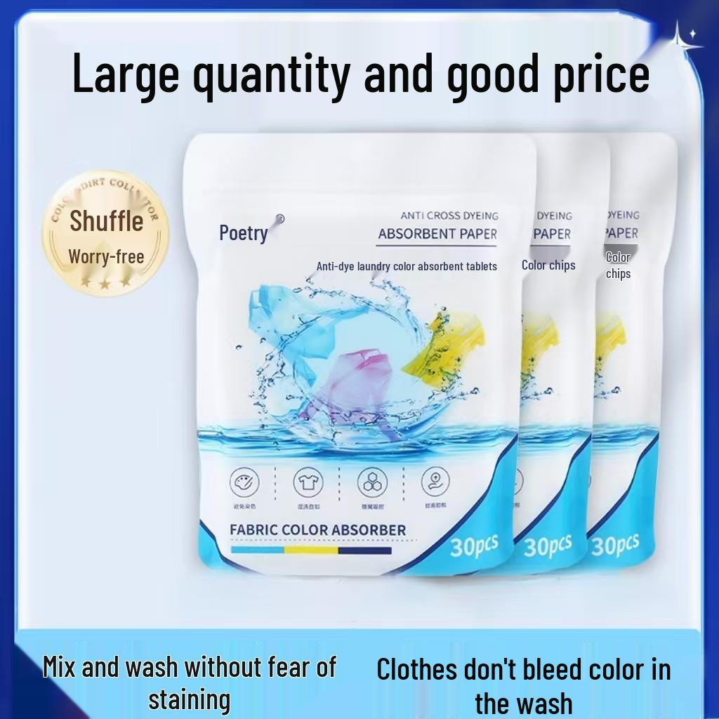 

Color Absorbing Laundry Sheets - Prevents Bleeding & Staining for Worry-Free Mixed Washes 10 sheets in OPP bag