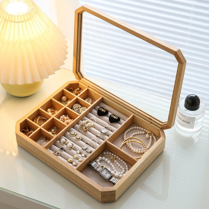 

Oak earring necklace octagonal jewelry box storage box bracelet ring jewelry gift box 30*23*5.5cm
