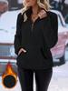 2025 Autumn/Winter European & American Lapel Jacquard Half-Zip Plush Pocket Short Sweatshirt