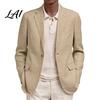 Polyester Single Button Coat Men Casual Blazer Notch Lapel Suit Jacket Structured Daily Wear Jacket Business for Wedding Office Layering Pieces