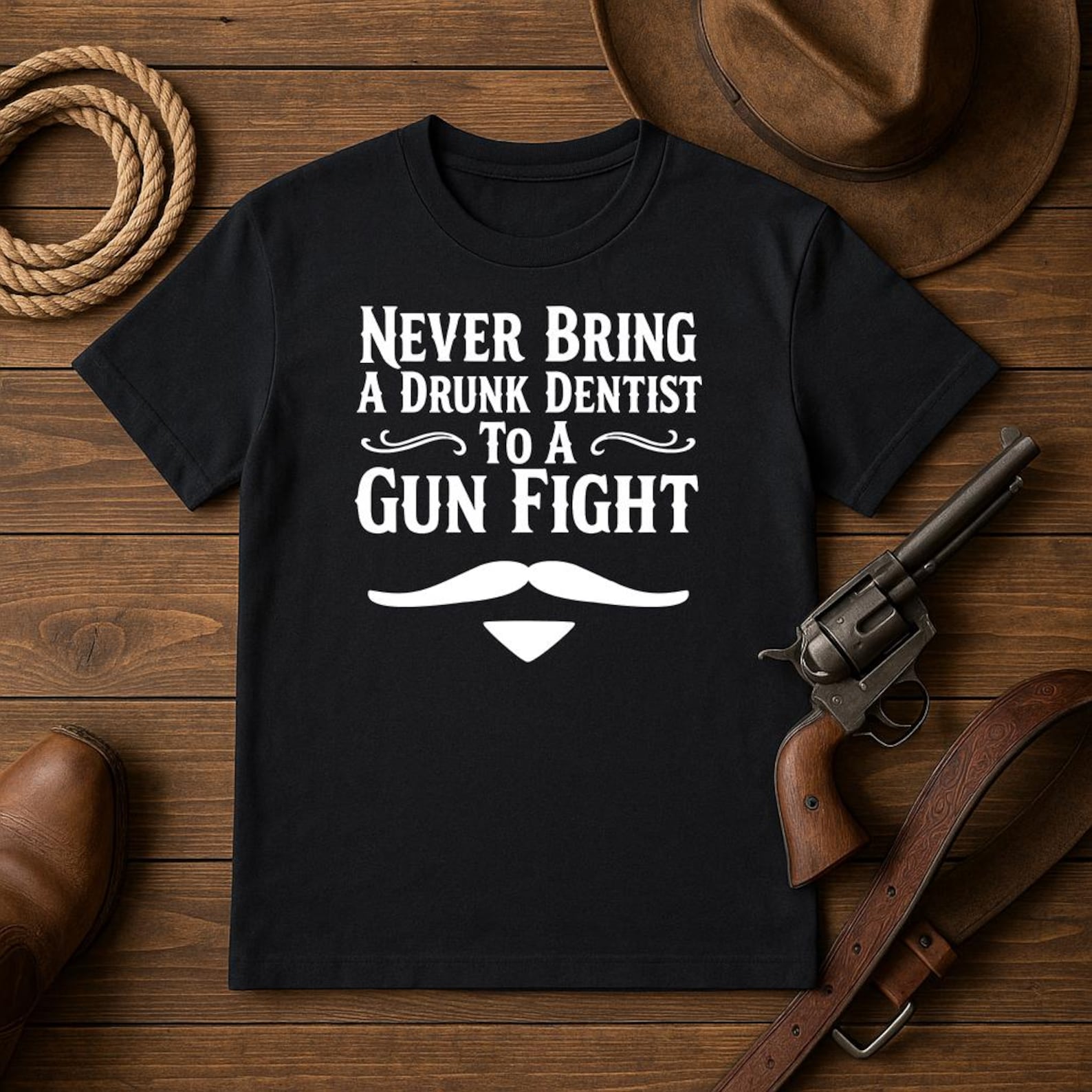 Never Bring A Drunk Dentist To A Gun Fight - Tombstone Shirt With Doc Holliday Theme - Unisex T-Shirt M