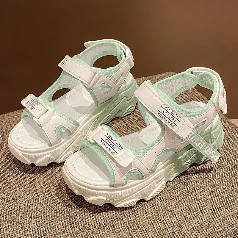 Roman Sandals Women's Flats Summer Fashion Rhinestone Hook&loop Ins Platform Shoes