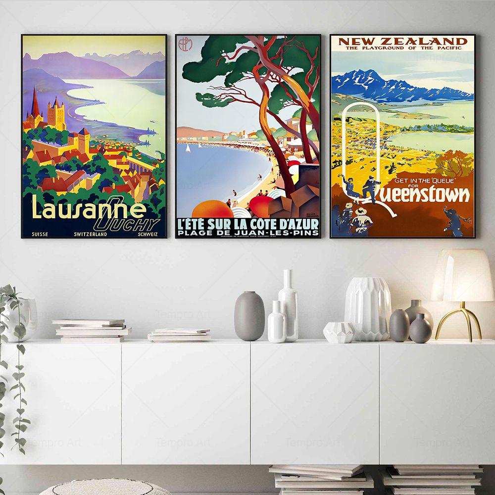 Travel City Landscape Vintage Poster Canada Spain French Italy Wall Art Canvas Painting Nordic Print Picture Living Room Decor