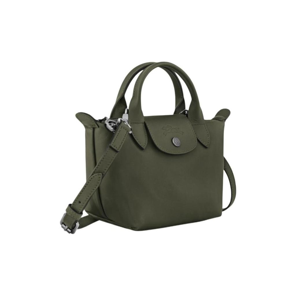 Longchamp Bolso Tote Mini de Cuero con Logo de Caballo Le Pliage Bolsos Tote para Mujer Verde 1500987549