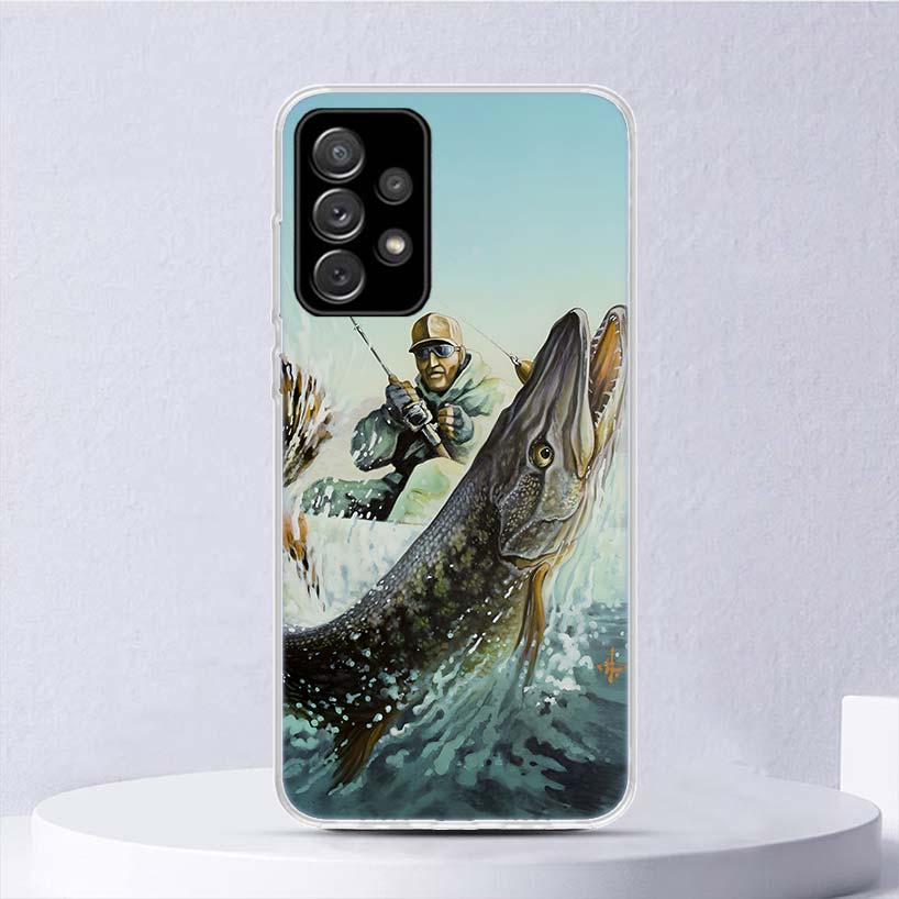 Carp Fish Fishing Rod Hook Soft Case For Samsung Galaxy A16 A15 A14 A13 A56 A55 A54 A53 Phone Cover A36 A35 A34 A33 A26 A25 A24