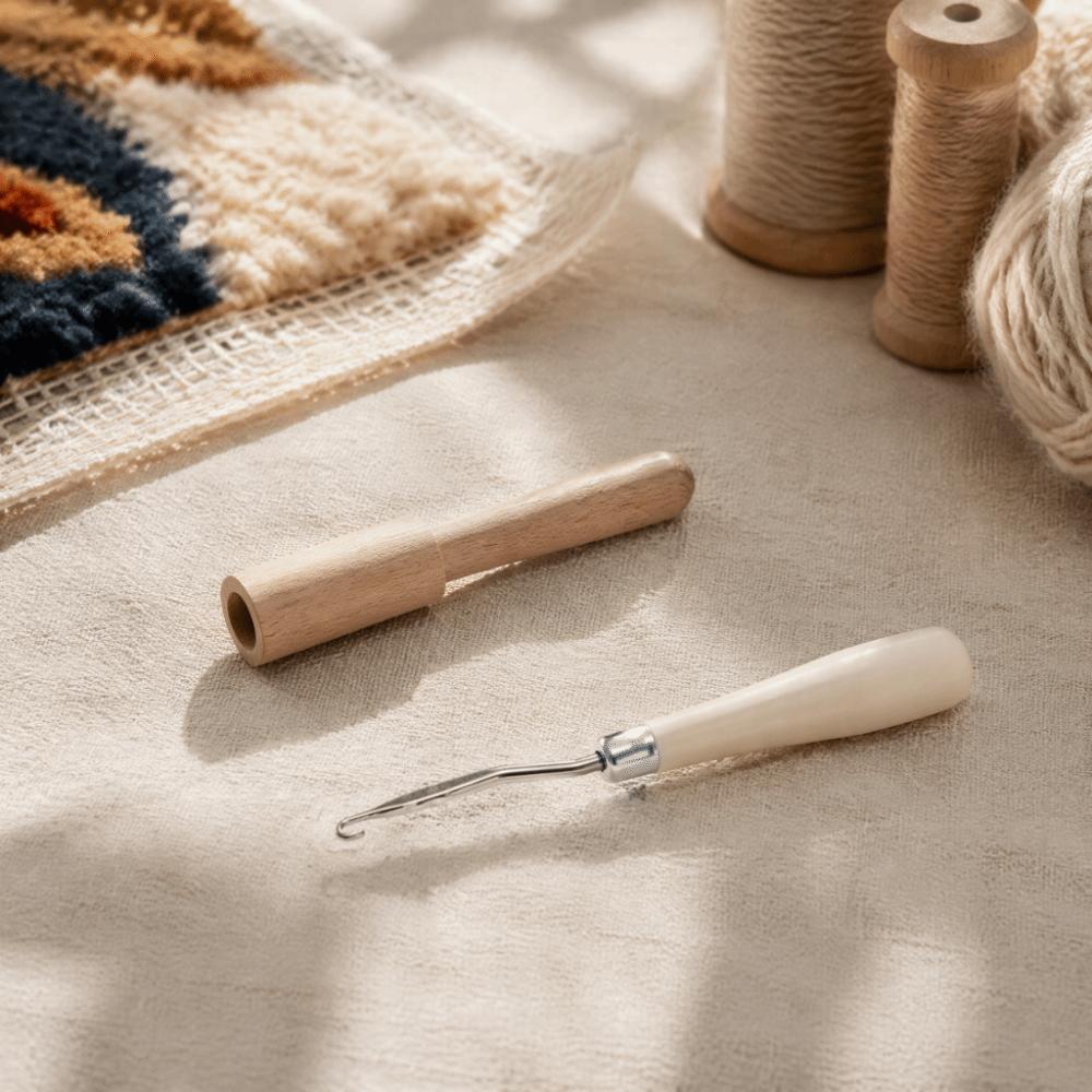2pcs Yarn Cutter Latch Hook Tool Wooden Handle Thread Cutter Set Rug Hooking Kit For Beginners